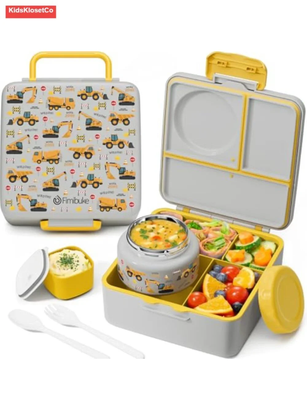 Leakproof Bento Lunch Box with Thermo Food Jar, 60oz, BPA-Free Plastic, for
